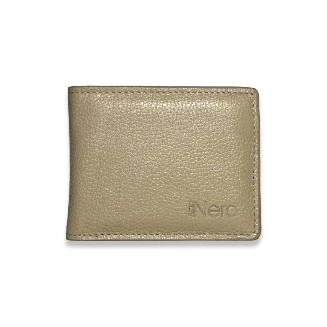 Billetera en cuero color beige, para hombre