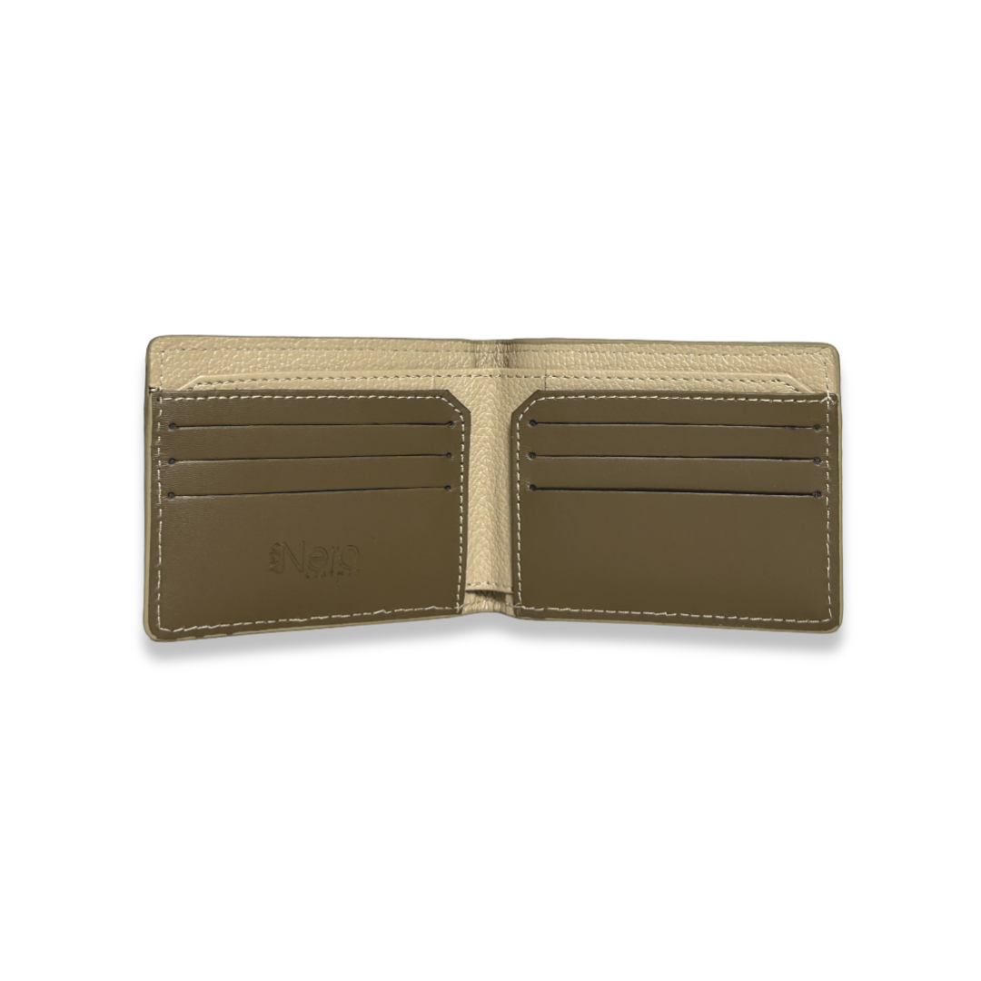 Billetera en cuero color beige, para hombre